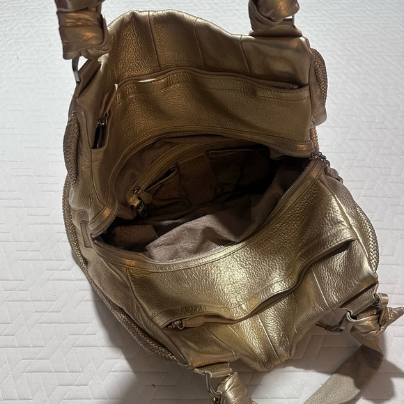 Cole Haan Metallic Gold Pebbled Large Leather Hobo - Picture 5 of 12